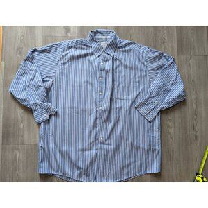 L.L.Bean Mens Wrinkle-Resistant Button-Up Shirt Blue White Striped Size L Tall